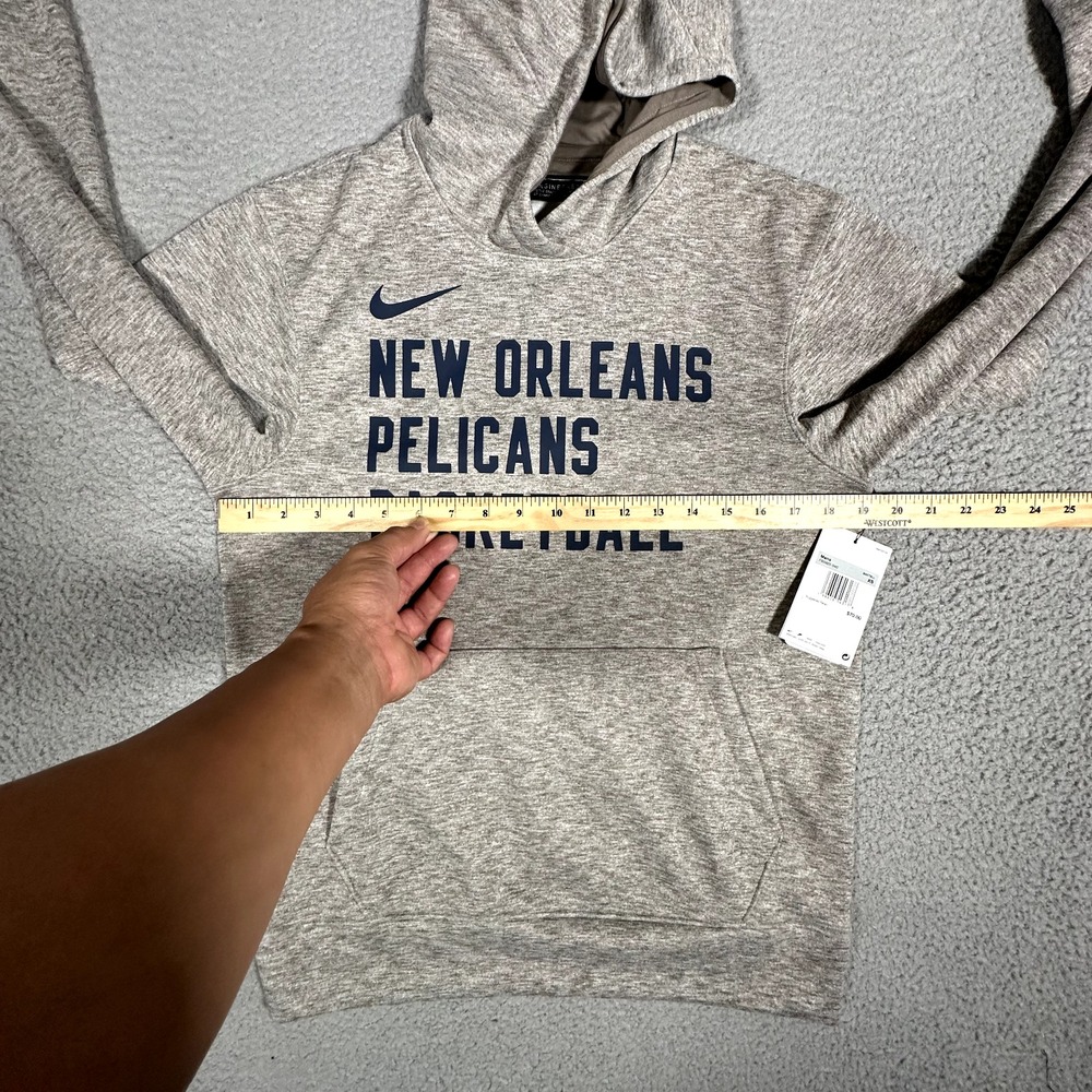 New Orleans‎ Pelicans Hoodie Mens XS Gray Nike Engineered NBA Basketball Logo - Picture 9 of 12